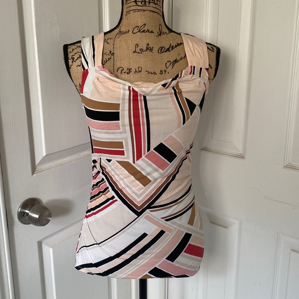 NWT WHBM Patterned Drape-Neck Top